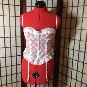 Vintage Lace Corset w/Attached Garter Belt
